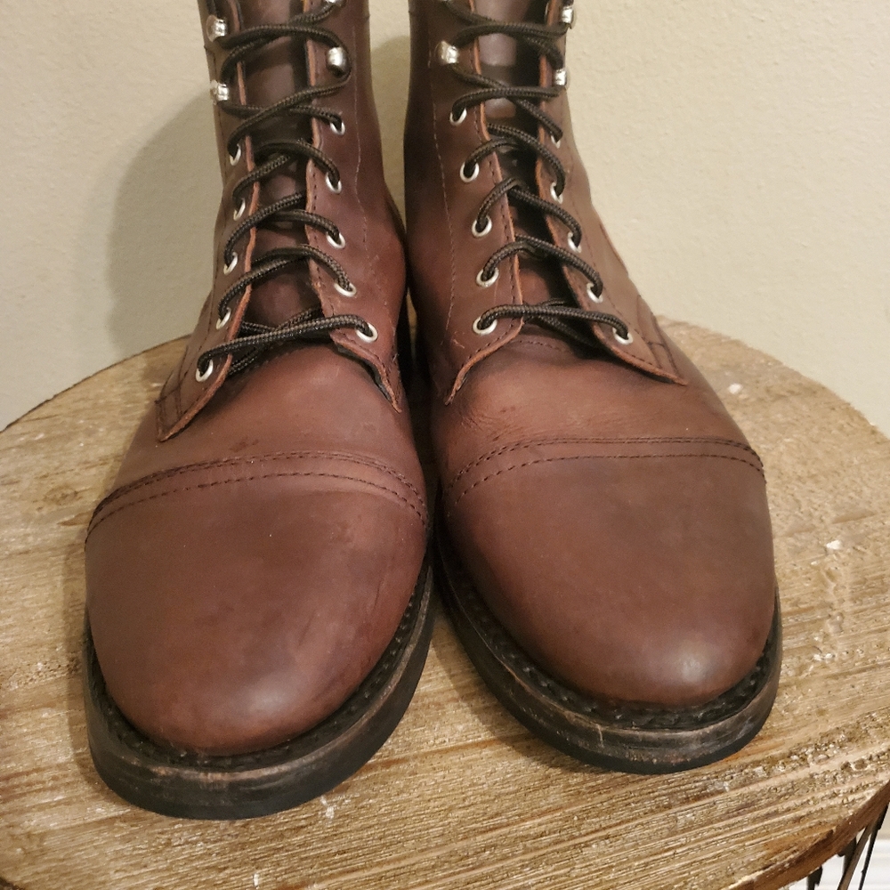 THURSDAY BOOT CO. Captain Cap Toe Arizona Adobe Leather Lace-Up Ankle Boots 12½ - Picture 3 of 11